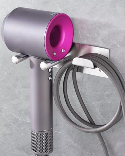 UEMUSI Föhn Halterung, Fönhalter Ohne Bohren, SUS304 Edelstahl Föhnhalter Wand Ohne Bohren Geeignet für die Meisten Haartrockner fürs Badezimmer