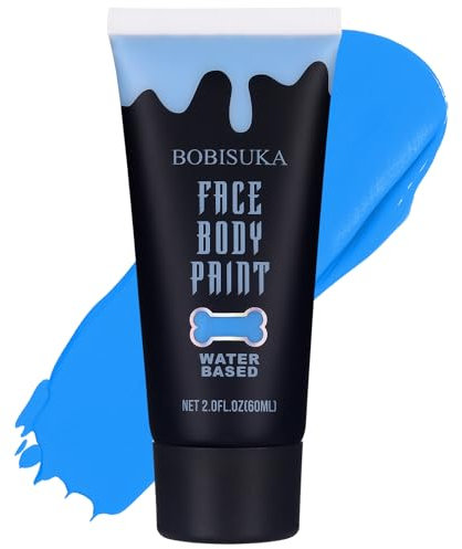 BOBISUKA Halloween Pintura Facial Azul Lavable - Pinturas Corporales para Maquillaje Teatral, Carnaval, Fiesta, No Tóxico Resistente al Agua Larga Duración