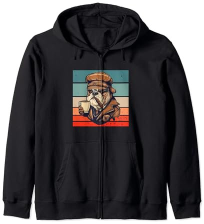 Bulldog pilote aviateur tasse à cigares café rétro Sweat à Capuche