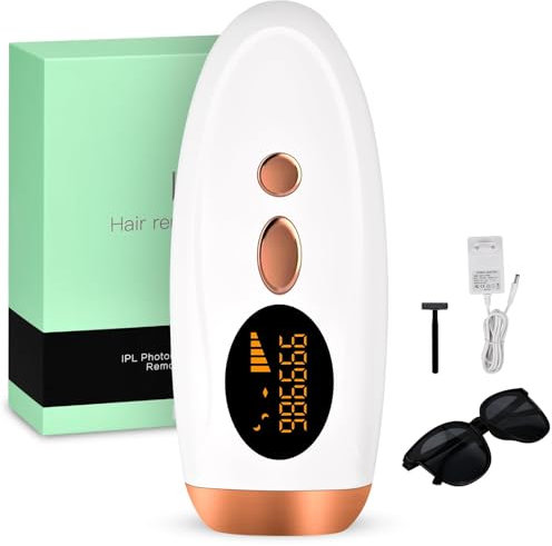 NIKYJM IPL Geräte Haarentfernung Laser mit Kühlfunktion, 3 Erweiterte Funktionen HR/SC/RA, 9 Energiestufen, 999,999 Lichtimpulse Laser Haarentfernun für Frauen,Männlich,Gesicht,Ganzkörper (Elfenbein)