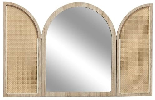 Home Deco Factory, HD0448, Miroir Mural à Volets Bali, Design Exotique en Bois Marron, élément décoratif élégant et Fonctionnel, idéal pour Salon ou Chambre, Taille 60x80 cm, Marron