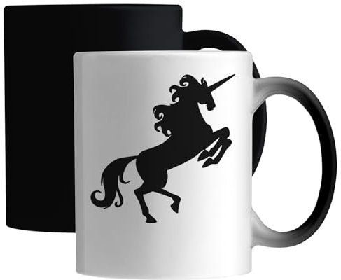 Mug magique en céramique Motif licorne foncée Blanc