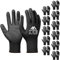 flintronic Gants de Travail 12 Paires, Gants en Nylon résistant à l'abrasion, Revêtement en PU, Polyvalent Gants de Jardinage, Pour Mecanique Industrielle Logistique Assemblage - Noir Taille 9/L