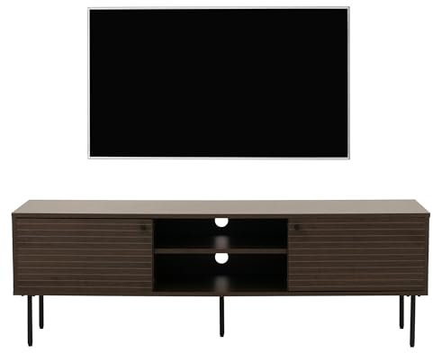 Meuble TV HWC-N78, Buffet Bas Armoire TV, Style scandinave Métal Bois Mélamine MVG 50x150x40cm - Brun foncé