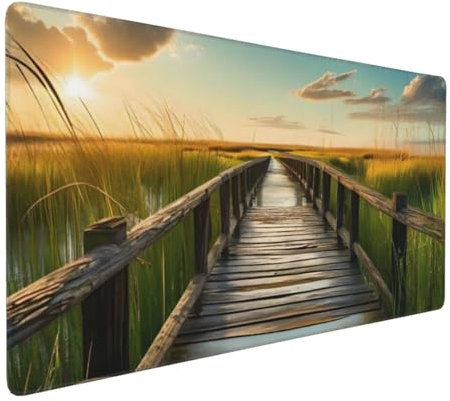 Tapis de Souris 50x25 cm Grand Tapis Souris XXL, Pont Coucher de Soleil Tapis de Souris Bureau Gamer, à Bords Cousus, Base en Caoutchouc Antidérapante, sous Main pour Clavier et Souris Decor E-793