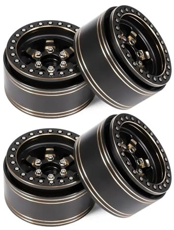 IJOSADON 4PCS 1,9 Zoll schwere Messing Beadlock Räder 6 Speichen Felgen kompatibel mit 1/10 RC Crawler Chassis VS4 VRD Carbon Kit CC01