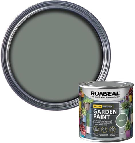 AOC24 Garden Fence Paint 250ml – Multi-Surface Exterior Paint for Wood, Brick, Metal, Stone & Terracotta – Waterproof, Resists Fading, Matt Finish for Sheds, Fences, Garden Furniture Paint Willow