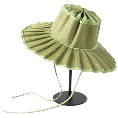 Sombrero de paja de ala ancha para mujer, sombrero de playa plegable plisado para verano, al aire libre, boda, impermeable y protección solar UPF 50+
