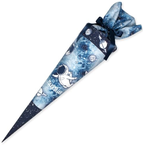Schultüte aus Stoff Kuschel Velvet individualisierbar mit Wunschname personalisierbar 70 cm 85 cm - Jungs (85 cm, Astronaut)