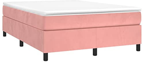 HEFZGDB Boxspringbett mit Matratze Rosa 140x200 cm Samt Bette Gästebett Bettgestell Doppelbett für Gästezimmer Schlafzimmer Wohnbereich Herberge