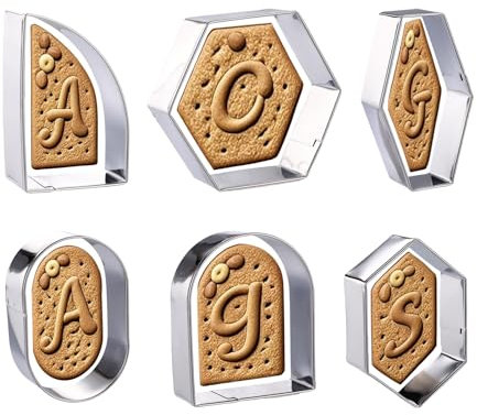 BOXOB 6 Pz Tagliabiscotti a Forma di Targa Geometrica, 6 Stili Tagliabiscotti a Forma di Targa Set Tagliabiscotti Fai Da Te Utensile da Cucina per Preparare Biscotti Pane Impasto Dessert