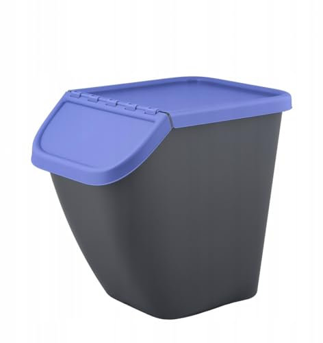 Sorting Waste Bin Recycling 23L Trash Segregation Stackable Lidded 5 colour Paper Plastic Glass (1, Blue)