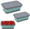 TSLBW Lot de 2 Bols à Vaisselle Pliables Bol de Camping Portable avec Couvercle Vaisselle d'extérieur Boîte à déjeuner Pliable Bol à Salade pour Voyage en Plein air Camping Randonnée Caravane (bleu A)