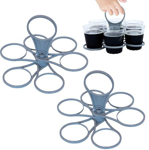 CUVZORA Carry Lot de 2 porte-gobelets pour 6 gobelets, avec poignée, pliable, réutilisables, pour la maison et les déplacements, les festivals et les événements sportifs