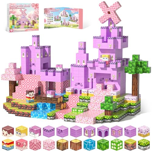 Magnetic Blocks, Magnetic Building Blocks 100pcs, STEM Sensory Toys with Princess Castle Build–Creative Magnet Tiles for Toddlers Ages 3+, Boys & Girls–Christmas Birthday Party Kids Gifts