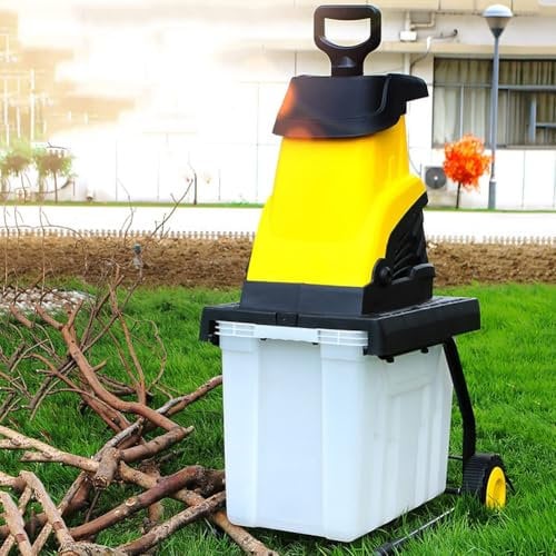 Electric Garden Shredder, 2500W Leaf & Wood Chipper with Wheels, 45L Collection Box, 40mm Cutting Width, Reversible Steel Blades for Yard Cleanup, 30m Power Cord