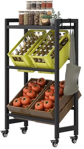 DWVO getränkekistenregal mit ablage, kistenregal 4 kisten mit rollen, verstellbaren füße, Öffner, Metall Kistenregal für Bier, Obst, Gemüse, Wasser, Geeignet für den Einsatz in der Küche, garagen
