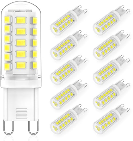 RuLEDne G9 LED Lampen Kaltweiß 6000K, 3W Ersatz Für Halogenlampe 40W 50W, G9 LED Leuchtmitte AC 230V Mini Glühlampe, CRI 85+, Kein Flackern 520LM, Nicht Dimmbar, 10er Pack