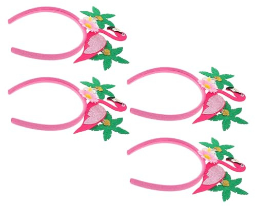 LOLIPPYY 4stücke Flamingo Stirnbänder Damen Tropische Haarreifen für Hawaii Party Strand Karneval Blumenkranz Haarschmuck Haarband