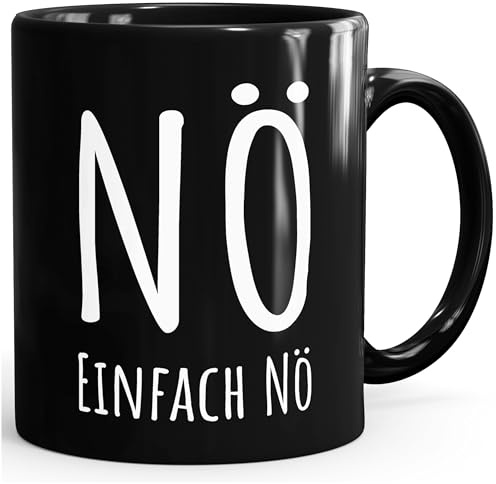 MoonWorks Tasse Spruch Nö Einfach Nö Anti Motivationstasse Kein Bock Statement Bürotasse lustige Kaffeebecher Schwarz standard