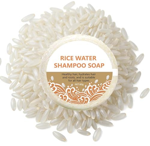 Rice Water Shampoo Bar, with Organic Rosemary Oil and Biotin, Solid Shampoo and Conditioner Set for Hair, Strengthening Hair Care for Damage Repair and Dry, für Herren Demen (1pc, 60g)
