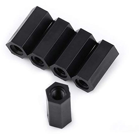 100 piezas M3 hembra a M3 hembra hexagonal roscado separador pilar separador 8 mm 10 mm 12 mm 15 mm nailon negro para montaje entre placas de circuito PCB y placas de máquina (12 mm)