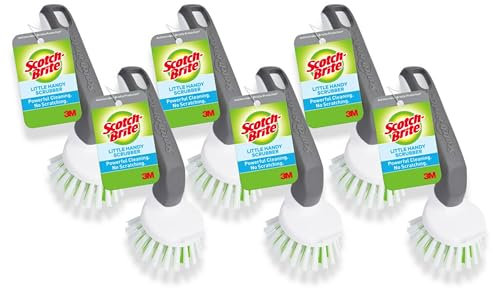 Scotch-Brite Little Handy Scrubber, Small and Versatile Cleaning Tool with Long Lasting Bristles, 6-Scrubbers Total