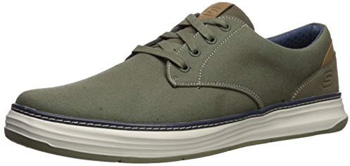 Skechers Canvas Moreno-Zapatos Oxford de Lona para Hombre, Olive, 46 EU