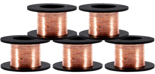 5 Rollen Emaillierter Kupferdraht Draht, 0,1 Mm x 12 M Kupferlackdraht, Magnet Wickeldraht, Reparaturdraht, zur Verbinden Löten Oder, Herstellung eines Elektromagnet Motormodells