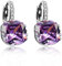 Uloveido Mujer chapado en platino cuadrada Purple Cubic Zirconia