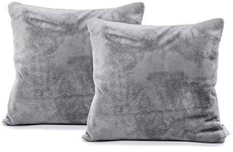 DecoKing 58480 2tlg 2 Kissenbezüge 45x45 cm Mikrofaser Reißverschluss Fleece Kissenhüllen Silber Stahl grau Mic