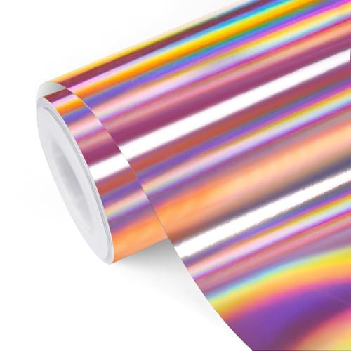 TECKWRAP Glänzendes Regenbogen-holografisches rotgoldenes Chrom-Vinyl, 0,3 m x 1,5 m