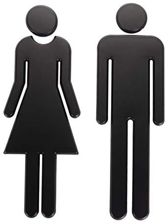 NUOBESTY Cartello Per Wc Da Abs Resistente e Anti-scolorimento Per Toilette Uomini e Donne Adesivo Per Parete Porta Ufficio Casa Nero