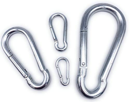 5 Stk. große Feuerwehr Karabinerhaken 10 x 100 mm | silber verzinkt | EINGEPRÄGTE Tragfähigkeit (WLL): 350kg | DIN 5299 Form: C | (10x100, silber)