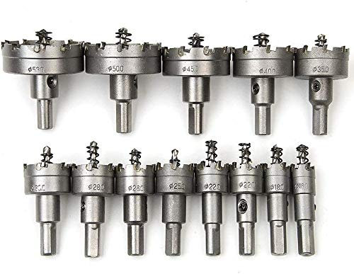 Juego de sierra de corona de 16 mm y 53 mm, acero inoxidable de carburo de tungsteno con punta TCT, brocas de metal, taladro, sierra de perforación, juego de sierra de corona múltiple, broca TCT de