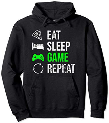 Eat Sleep Game Repeat Gamer Videogiochi Regalo Gaming Felpa con Cappuccio