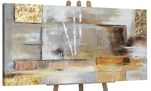 YS-Art Abstrakt Acrylbild auf Leinwand goldene Abstraktion Jugendstil