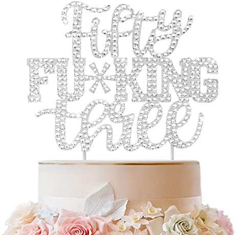 LINGTEER Fifty Three lustiger silberner Strass-Kuchenaufsatz – Cheers to 53. Birthday 53 Years Old Anniversary Party Tortenaufsatz Dekoration Geschenk Schild