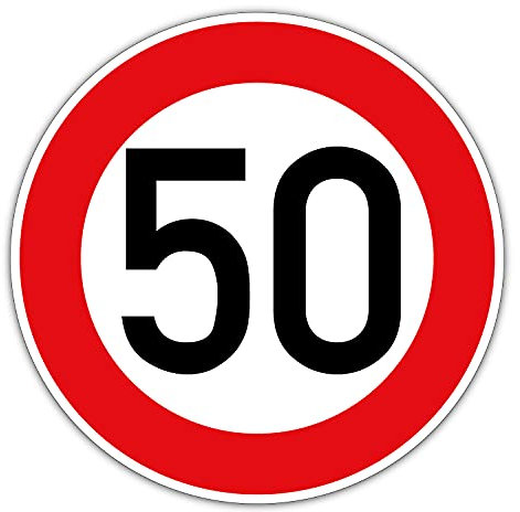 10-130 (km/h) Verkehrszeichen als Geburtstagsschild 60 cm Durchmesser, Aluminium reflektierend, jetzt auch mit Wunschzahl (50)