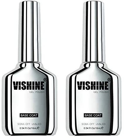 Vishine 2 Pcs of Base Coat Set 16ml, Protection Base Coat Foundation for Gel Nail Polish, Soak Off UV LED Gel, Nail Art Manicure Salon DIY at Home, 0.54 Fl Oz (Pack of 2)