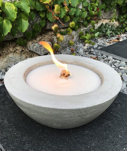 WeberHomemade® | Wachsfresser | Kerzenfresser | Schmelzlicht mit Dauerdocht & Dochthalter | Beton Feuerschale breiter Rand | Ø 28 cm | nachhaltige & wiederbefüllbare Outdoor Kerze