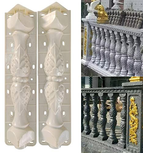 YQSDG 1 Paar Formen vorne hinten Balustraden Form für Beton Gips Zement PVC Kunststoff Guss Garten Pool Park Geländer Balustrade Zaun Dekoration Bau