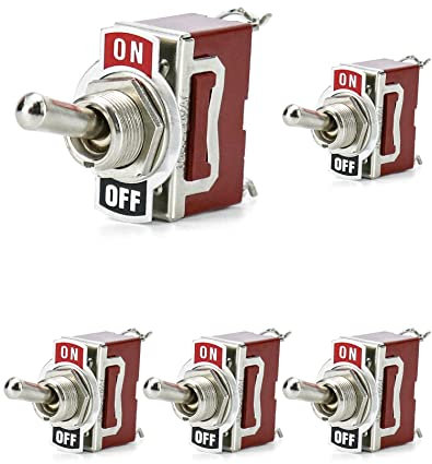 QWORK® 5 Stück Hochleistungs Kupfer Kippschalter Toggle Switch SPST 2 Terminal Pin EIN/AUS 20A 125V / 15A 250V zum Auto KFZ LKW Boot