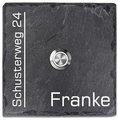 Tomtec Türklingel Schiefer Haustürklingel Klingelplatte Schiefer Klingelschild Design Tomtec 100x100mm