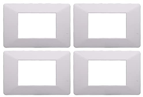 4 Pezzi Placche Compatibile Con Vimar Plana, Placche In Plastica (3 Posti/Moduli,Bianco)