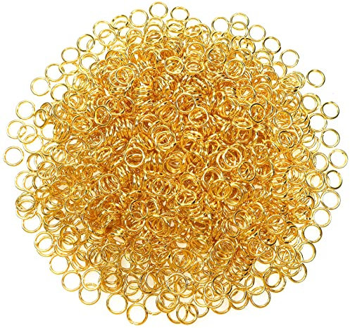 TOAOB 1000 Stück Jump Ringe Spaltringe Gold 6mm Metall Kettenringe Biegeringe mit Ring Öffner für Halsketten Armband DIY Schmuckherstellung