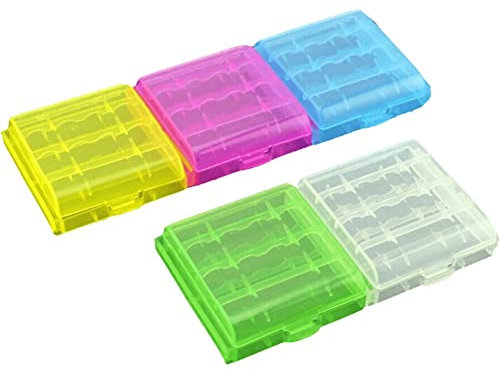 vepoty Battery Storage Box 5pcs Plastic Battery Waterproof Holder Case Lightweight Storage Box for Aa/aaa Battery