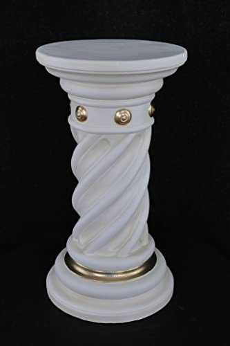 Cinar Säule Mäander Style Beistelltisch Marmoriert Dekosäule 55cm Griechische Antik Retro Rokoko Säule Barock Blumenständer Podest Handbemalt