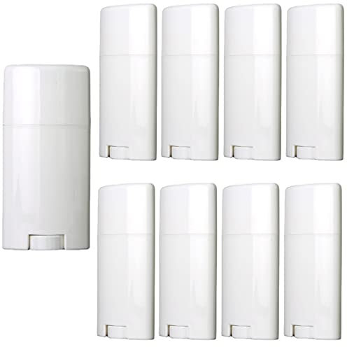 Minsily Leere Deo-Behälter, 75 ml, weiß, ovale Lippenbalsam-Röhren, Kunststoff-Deo-Behälter, oval, aufdrehbar, nachfüllbar, BPA-frei, für DIY-Deodorants, Lippenstift, Buntstift, Chapstick-Röhrchen, 10