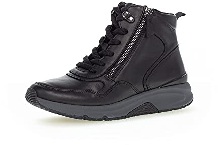 Gabor Damen Schnürstiefeletten, Frauen Schnürboots,Wechselfußbett,uebergangsstiefel,schnürboots,Winterschuhe,schwarz (Flausch),38 EU / 5 UK